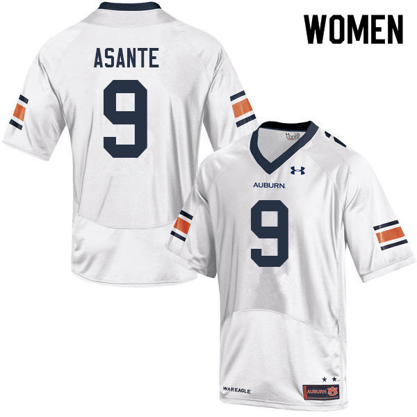 Auburn Tigers Women's Eugene Asante #9 White Under Armour Stitched College 2022 NCAA Authentic Football Jersey ZAV6674WO